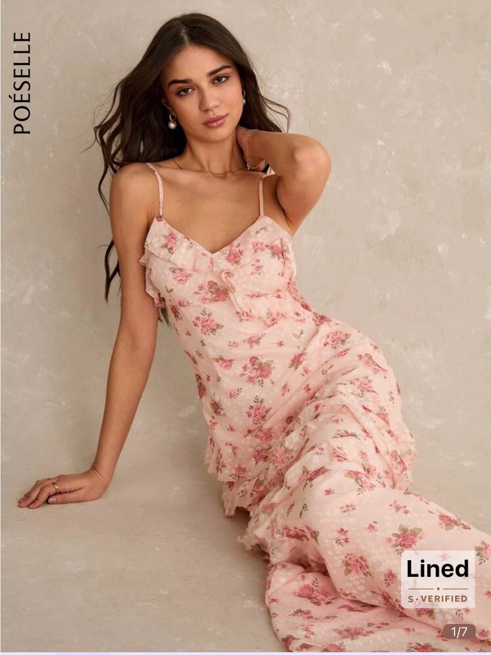 Pink Floral Ruffle Slip Dress